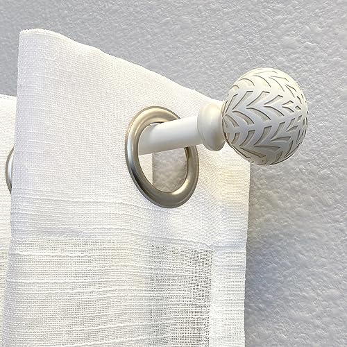 Hermosa 26-48 Inch Adjustable Curtain Rod Set, 5/8 Inch Diameter in Antique White