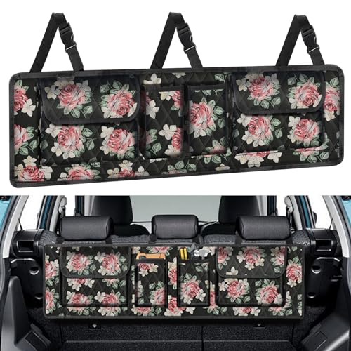 Femuar Car Trunk Organizer, Large Capacity Backseat Trunk Organizer(41"*10"), Hanging Car Storage Organizer with Lids, Car Organizer for SUV/MPV/Truck