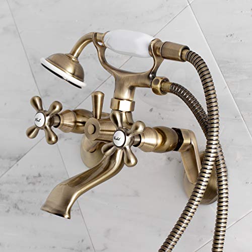 Kingston Brass KS266AB Vintage 6" Adjustable Wall Mount Clawfoot Tub Faucet, Antique Brass