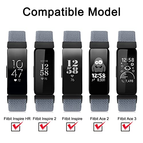 Vancle Bands for Fitbit Inspire 2 Bands, Compatible with Fitbit Inspire 2 / Inspire HR/ Inspire band for Women & Fitbit Ace 3 / Ace 2 for Children, Soft Loop Breathable Stretchy Straps (Black+Blue