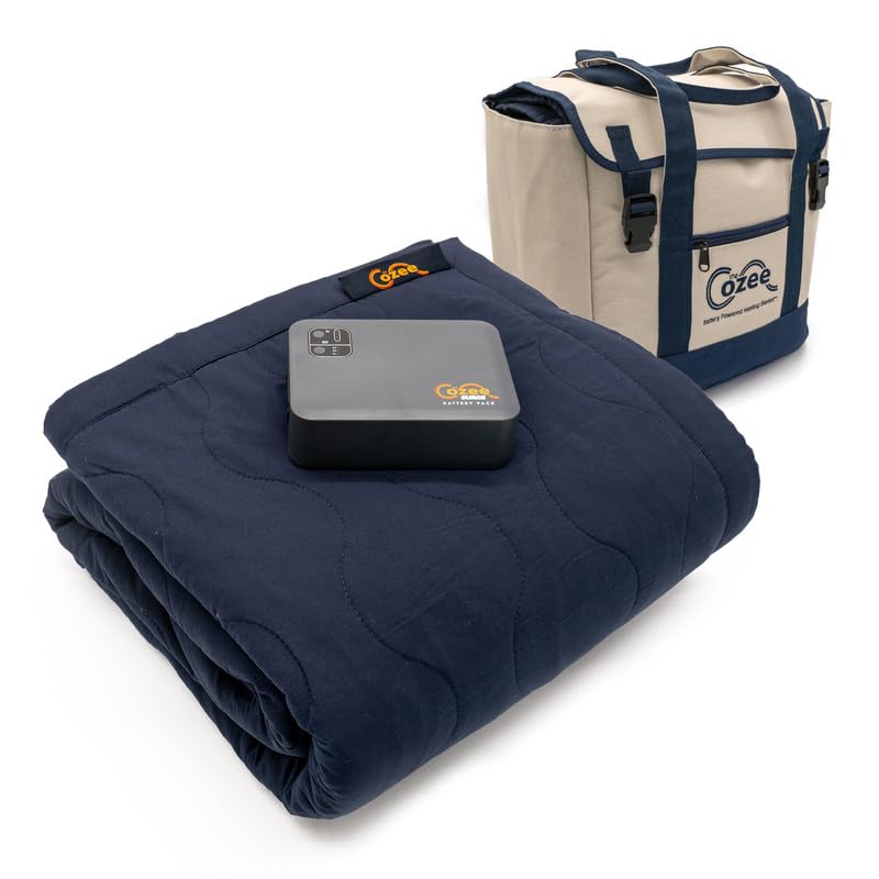 Cozee Battery Powered Heated Blanket | Urgent Watch The How to Video Before Buying | Stadium Blanket | Indoor/Outdoor | 60"x60" | Camping | RV | Car | Air Travel | Emergency Kit