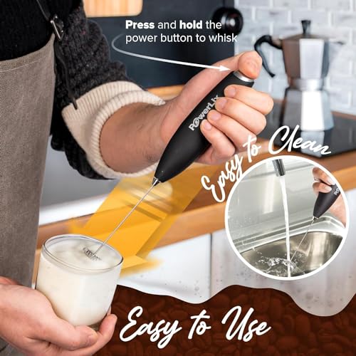 PowerLix Milk Frother Handheld Battery Operated Electric Whisk Foam Maker For Coffee, Latte, Cappuccino, Hot Chocolate, Durable Mini Drink Mixer With Stainless Steel Stand Included (Hearts)