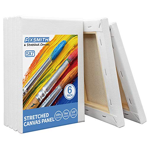 FIXSMITH Stretched White Blank Canvas- 8x8 Inch,Bulk Pack of 12,Primed,100% Cotton,5/8 Inch Profile of Super Value Pack for Acrylics,Oils & Other Painting Media.