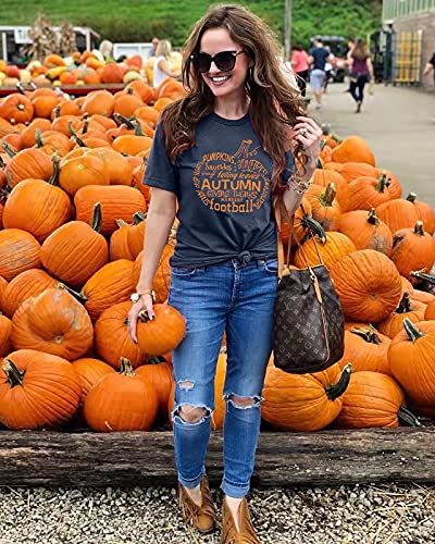 Fall T-Shirt Women Fall Graphic Tees Thanksgiving Pumpkin Print Tee Halloween Letter Print Top Family Autumn Outfit