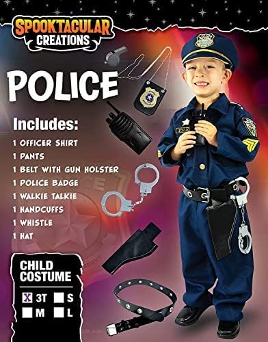 JOYIN Toy Halloween Toddler Police Costume, Police Officer Costume for Boys, Kids Cop Costume with Police Accessories for Roleplay and Dressup (Small (5-7 YRS))