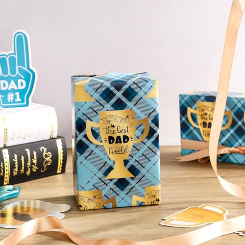 WRAPAHOLIC Father's Day Wrapping Paper - Mini Roll - 17 Inch X 33 Feet - You Are the Best Dad in the World Design for Party, Holiday