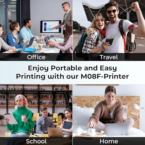 Phomemo Portable Printer Wireless for Travel, M08F Thermal Printer for Home Use Bluetooth Inkless Printer Support 8.5" X 11" Thermal Paper, Compact Printer Compatible with Android iOS Phone & Laptop