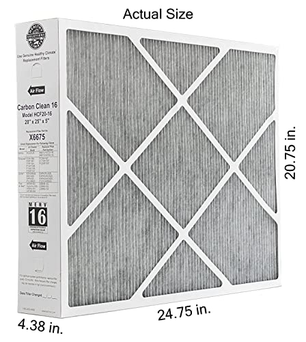 Lennox Healthy Climate Lennox X6675 20x25x5 Healthy Climate Carbon-Clean MERV 16 Filter Bundle with Same Day Supply Filter Change Reminder Magnet (1-Pack)