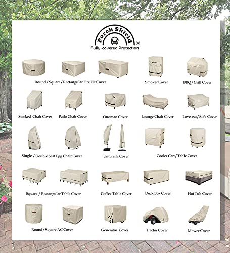 Porch Shield Fire Pit Cover - Waterproof 600D Heavy Duty Square Patio Fire Pit Table Cover Beige - 50 x 50 inch