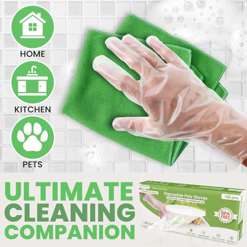 Keppi 100 pcs Plastic Gloves - BPA & Latex Free - Food Handling Gloves - Food Safe Disposable Gloves for Cooking - Bulk Food Safe Gloves - Great Fit