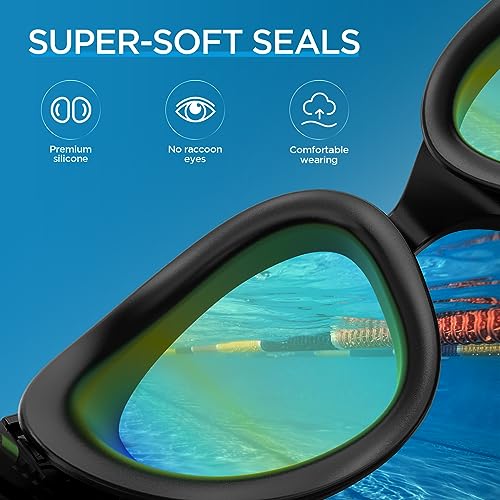 SwimStars Swim Goggles, Swimming Goggles for Adult Men Women Anti Fog No Leaking Pool Goggles