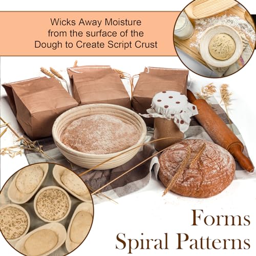 Unihopper Bread Proofing Basket Set of 2,9 Inch Round Sourdough Bread Baskets Bowls with Bread Lame Bread Making Tools Supplies for Sour dough Baking Fermentation