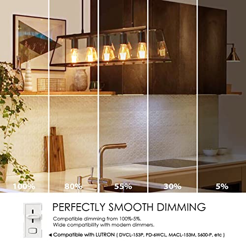 LVWIT Vintage Edison Light Bulb ST21 LED Filament Bulb 5.5W(40 Watt Equivalent) Dimmable 2500K (Amber Glow) Warm White E26 Medium Base, Amber Glass Cover,6 Pack