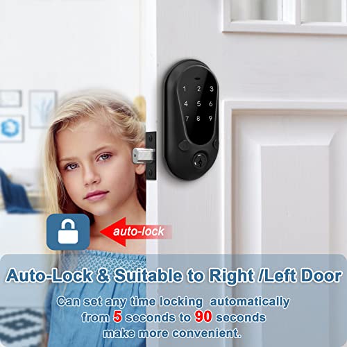 Zevaway Keyless Entry Door Lock, Keypad Deadbolt Lock, Smart Front Door Lock, Auto Lock, Easy Installation, Matte Black