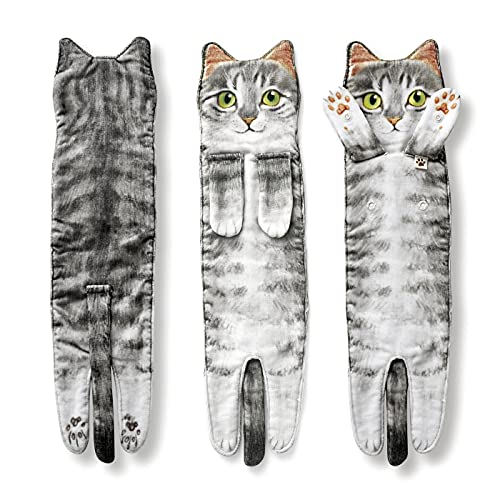 Cat Funny Hand Towels for Bathroom Kitchen - Cute Decorative Cat Decor Hanging Washcloths Face Towels Super Absorbent Soft - Mothers Day Easter House Warming Birthday Gifts for Women Cat Lovers