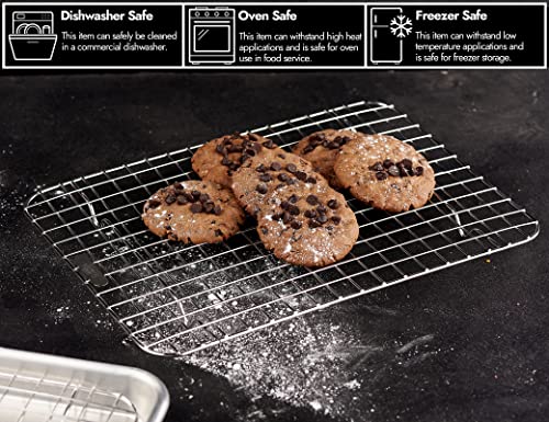 CURTA 2 Pack Chef Cooling Rack, NSF Listed 18/8 Stainless Steel Oven Safe Grid Wire Cookie Cooling Racks for Baking & Cooking - 12" X 8.7" Commercial Grade comes with Lifting Handle …