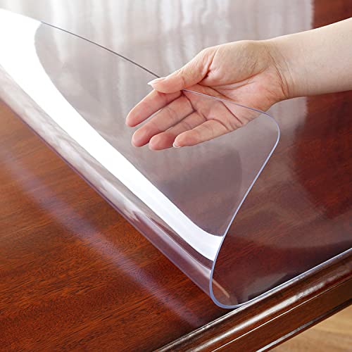 OstepDecor Clear Table Cover 2mm Thick, 36 x 84 Inch Table Protector for Dining Room Table, Clear Table Cloth Protector, Plastic Table Pad, Clear Vinyl Tablecloth Protector for Kitchen Wood Table
