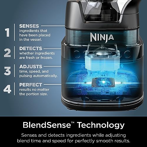 Ninja TB201 Detect Power Blender Pro, BlendSense Technology, For Smoothies, Shakes & More, 1800 Peak Watts, 72 oz. Pitcher, Blender, Black