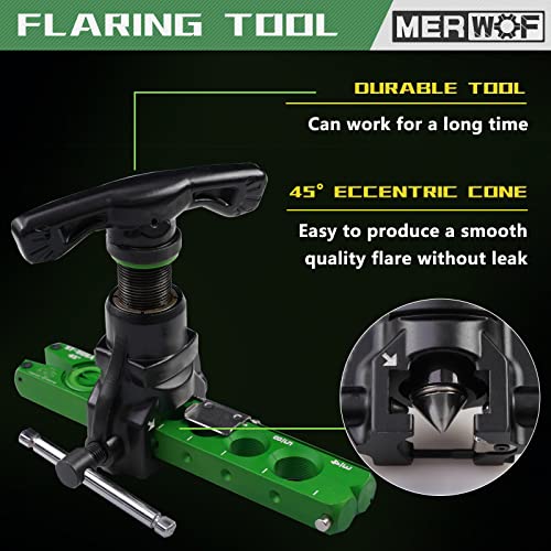 Flaring Tool for 1/4'' - 3/4'', 45 Degree Eccentric Cone Type Flaring Kit for Copper Aluminum Pipe
