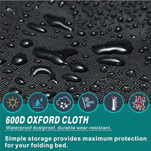 Folding Bed Storage Cover - Waterproof and Dustproof Universal Rollaway Bed Protector - Fits 31 Inch Single Folding Bed (31.5 "L × 14" W × 44 "H) - Black