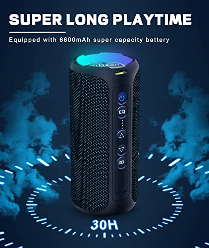 Ortizan Bluetooth Speakers, 40W Loud Portable Wireless Speaker, IPX7 Waterproof Shower Speakers with Bluetooth 5.3, Deep Bass, LED Lights, Stereo Pairing for Home/Party/Outdoor/Beach, Gift Ideas