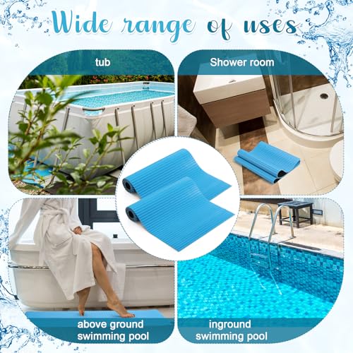 2 Rolls Swimming Pool Ladder Mat, Pool Ladder Pad Step with Non Slip Stripe Protective Pool Liner Pad for Above or Inground Pool(9 x 24 Inch)