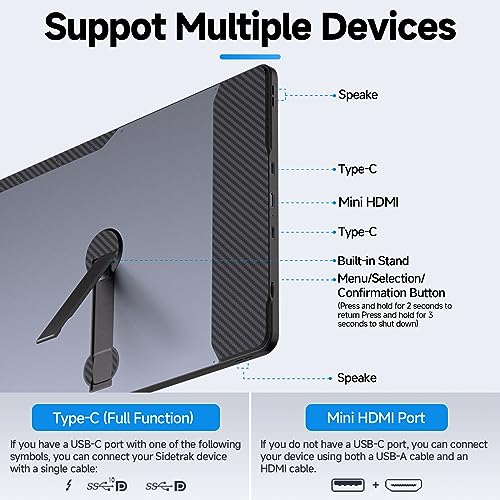 Maxfree F2 Triple Screen Laptop Monitor Extender with 360° Rotation Stand - Plug & Play Compatibility for Windows, Surface, Apple M2 Pro/Max Chip, Switch - 14'' Laptop Monitor for 12-17'' Laptops