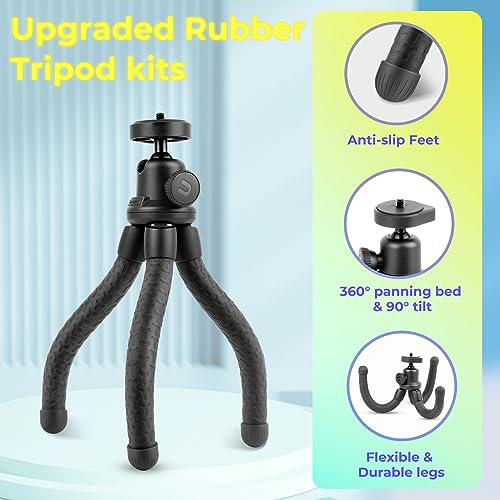 Eicaus Portable and Flexible Phone Tripod Stand for Cellphones, Compact Mini Tripod with Remote for Video Recording, Vlogging and Travel Photography(Rubber)