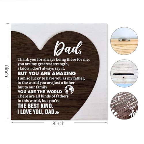 Dad Gifts, Heart Plaque Sign Decor, Heart Shaped Wooden Sign, Sentimental Dad Poem Sign Decor, Plaque for Father's Day, Gift for Dad from Daughter Son, Dad Birthday Gifts Idea, Christmas Gift for Dad