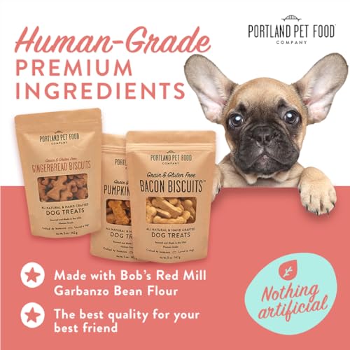 CRAFTED BY HUMANS LOVED BY DOGS Portland Pet Food Company Pumpkin Biscuit Dog Treats - Vegan, Gluten-Free, All Natural, Grain-Free, Human-Grade Ingredients, Made in The USA - 1-Pack (5 oz)