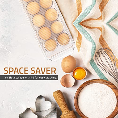 Utopia Home Egg Container With Lid and Handle for Refrigerator - Pack of 1 - Clear Stackable Egg Holder for Kitchen Storage and organization