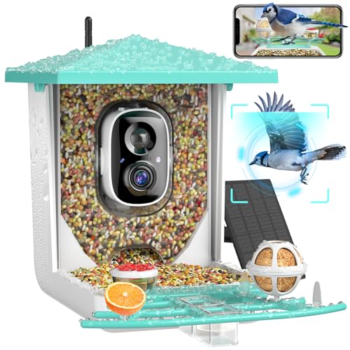 Smart Bird Feeder with Camera, AI Recognition and Solar Powered, Auto Capture & Notity, Bird Video & Motion Detection, Ideal Gifts for Bird Lover