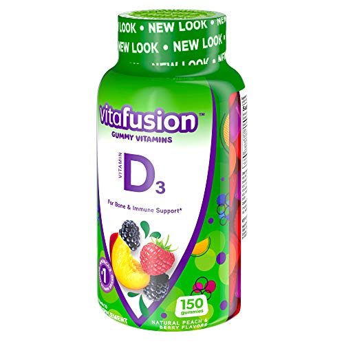 Vitafusion Vitamin D3 Gummy Vitamins for Bone and Immune System Support, Peach, Blackberry and Strawberry Flavored, 50 mcg Vitamin D, 75 Day Supply, 150 Count