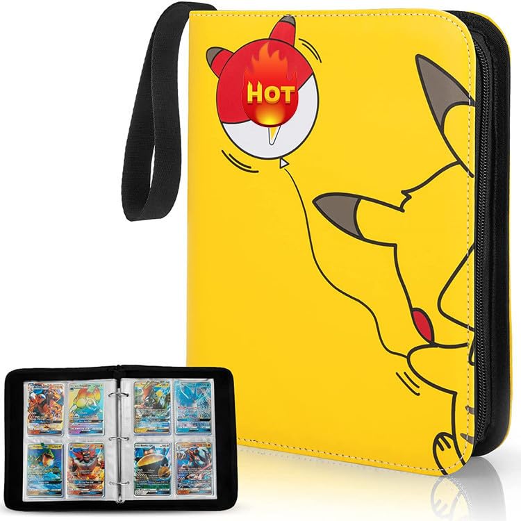 Cute Card Binder 4 Pockets Trading Cards Binders Portable Games Cards with 400 Card Sleeves Collection Storage Carrying Album Case for Boys Girls (Card Binder 2)