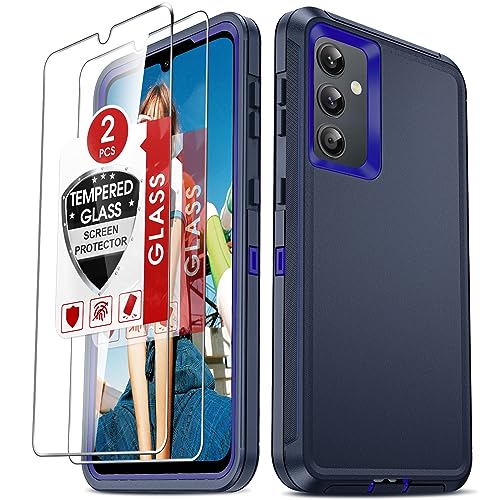 LeYi for Samsung Galaxy-A24 Case with 2 PCS Screen Protector, Heavy Duty 3 in 1 Samsung A24 Case, Military Grade Shockproof Phone Case Cover for Samsung A24, Blue