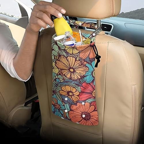 DISNIMO Halloween Cat Car Trash Bag Hanging Foldable Leakproof Car Back Seat Organizer Durable Waste Bag Portable Garbage Can for Travelling Camping Fishing Multifunctional Car Accessories