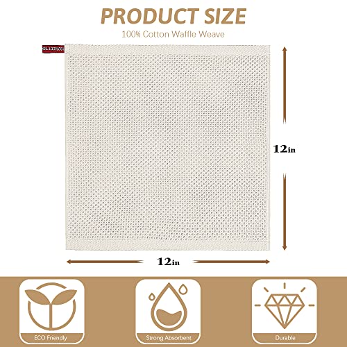 Nialnant 100% Cotton Kitchen Dish Towels,Waffle Weave Dish Cloths for Washing Dishes,Soft Absorbent Dish Rags,Quick Drying Cleaning Rags-12x12 in, 6 Pack