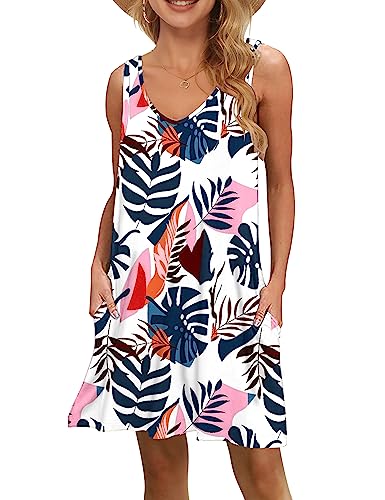 MISFAY Women's Summer Casual T Shirt Dresses Beach Cover up Tank Dress(Blue Green Plantain,S)