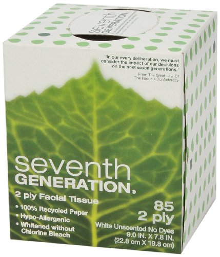 Seventh Generation Facial Tissue Cube, White, 2-ply, 85 Count