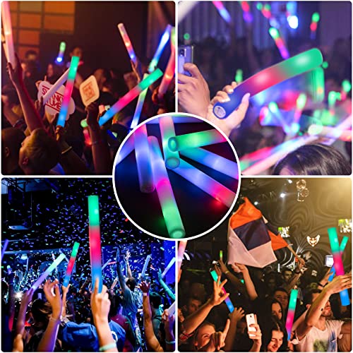 SHQDD28 Pcs Glow Sticks Bulk, Foam Glow Sticks with 3 Modes Colorful Flashing, Glow in The Dark Party Supplies, LED Glow Sticks for Wedding, Raves, Concert, Camping, New Year, Carnival, Halloween