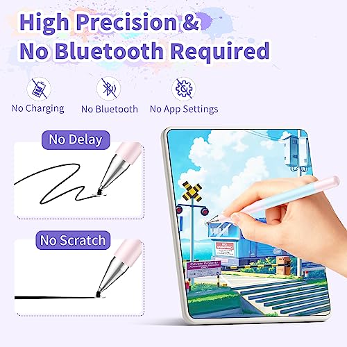 Stylus Pens for Touch Screens, High Precision 2-in-1 Disc Stylus Pen with Magnetic Adsorption, Compatible with iPad/iPhone/Tablets/Android and All Capacitive Touch Screens (Blue Light Yellow)