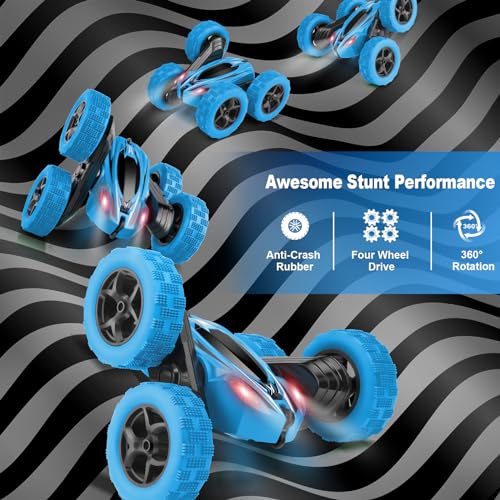 ORRENTE RC Cars, Remote Control Car 2.4Ghz Stunt Car with Double Sided 360 Flips, Rechargeable 4WD Off Road RC Car Toys for Kids 6-12 Year Old Boys Girls RC Vehicles Radio Transmitter & Receiver Sets