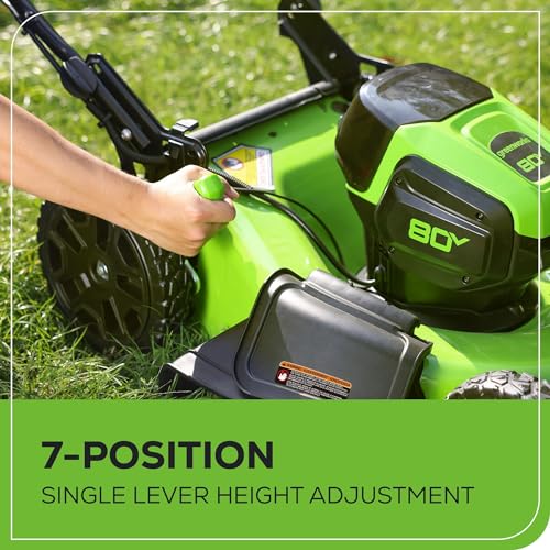 Greenworks 80V 21" Brushless Cordless (Push) Lawn Mower (75+ Compatible Tools), (2) 2.0Ah Batteries and 30 Minute Rapid Charger Included