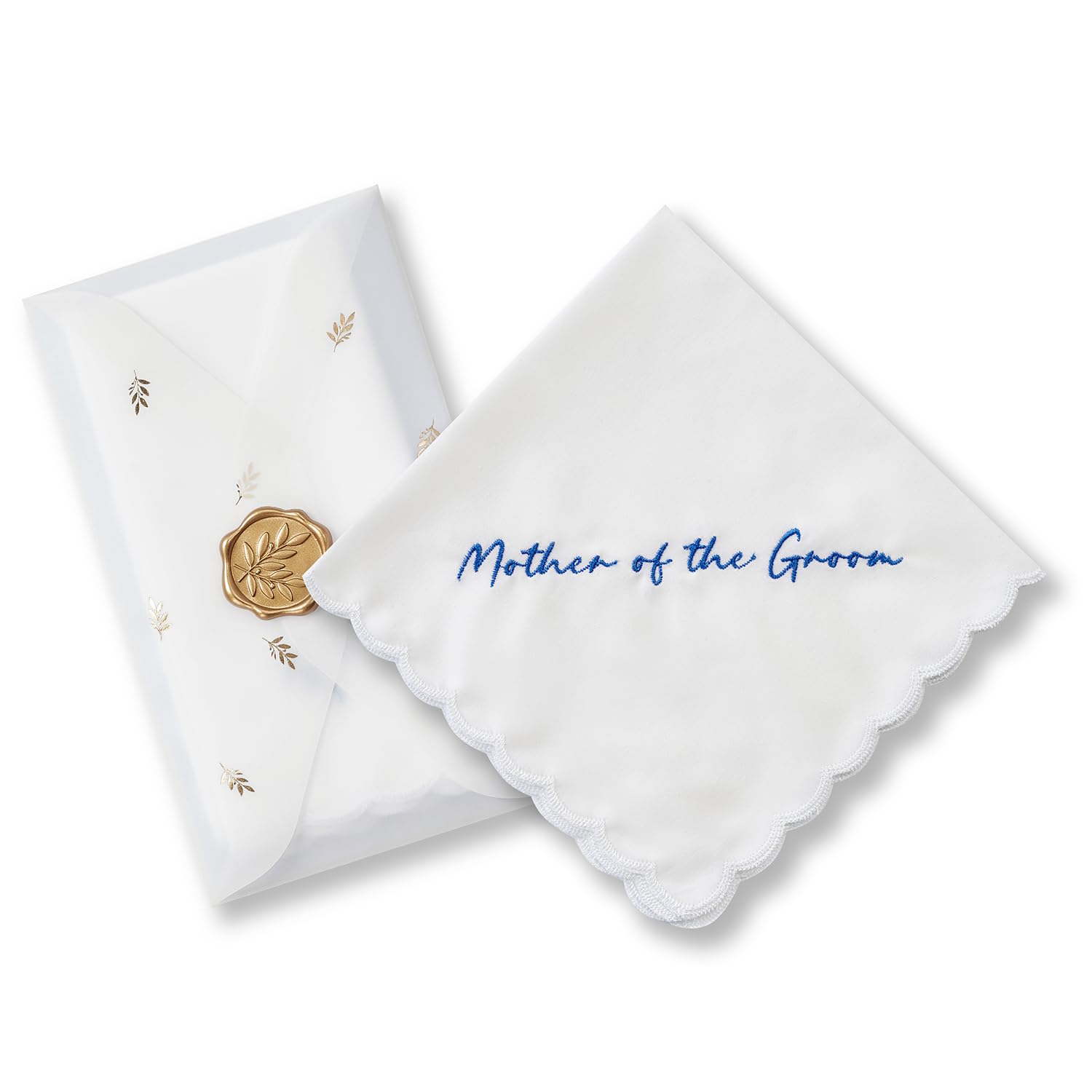 TRULIVA Mother of the Groom Gifts from Bride, Wedding Handkerchief, Embroidered, 12" x 12"