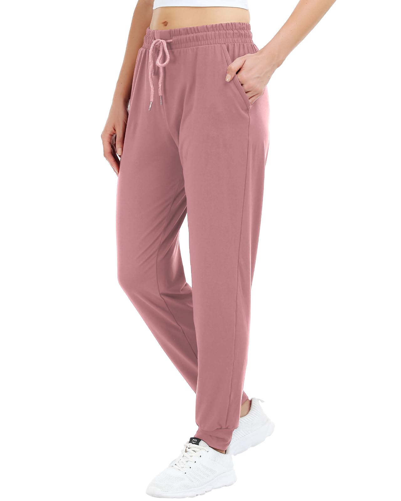 Mgput 4 PCS Women's Joggers Pants with Pockets-Women Lightweight Sweatpants for Running Yoga Athletic Casual Pants(TYP601-L/XL 2B/GR/LPUR)