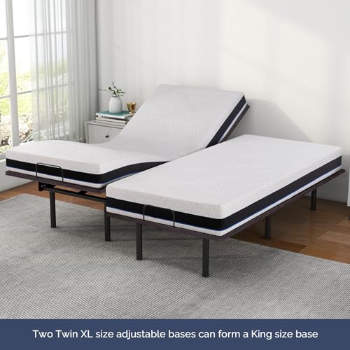 IULULU Adjustable Bed Frame, Twin XL Adjustable Bed Base with Wireless Remote, Adjustable Leg Heights, Zero Gravity, Independent Head and Foot Incline, Zero Clearance, Easy Assembly