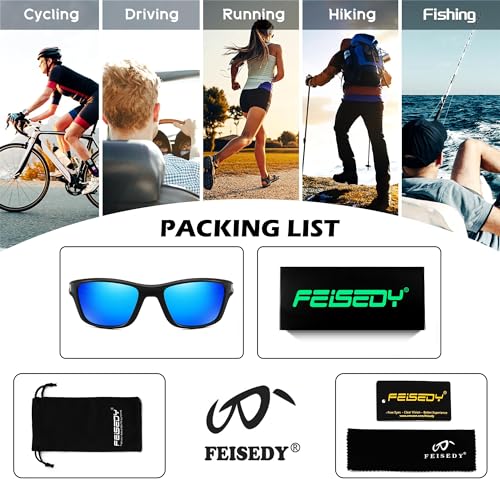 FEISEDY Sports Polarized Sunglasses For Men Women Cycling Driving Fishing Running UV400 Protection B0125