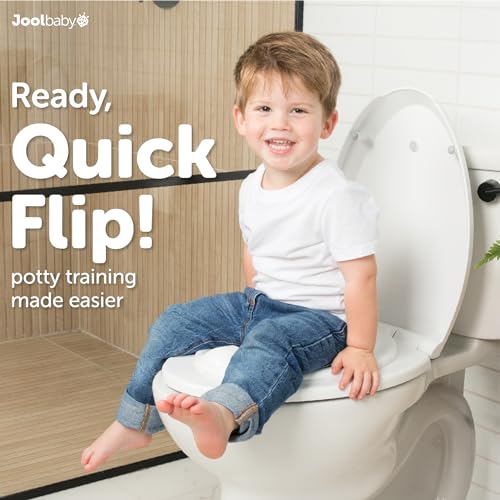 Quick Flip Elongated Toilet Seat with Built-In Potty & Splash Guard for Toddler Training, Slow Close - Jool Baby