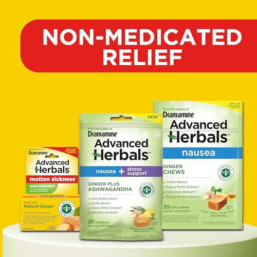 Dramamine Non-Drowsy, Motion Sickness Relief, Made with Natural Ginger, 18 Count & Kids Chewable, Motion Sickness Relief, Grape Flavor, 8 Count