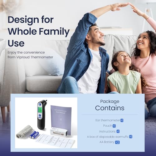 Ear Thermometer for Kids, Adults and Babies, FSA Eligible, Fever Alarm, Mute Mode, 30 Memory Recall with 21 Probe Covers - Fast Results & Easy to use, Life Time Support (Black)